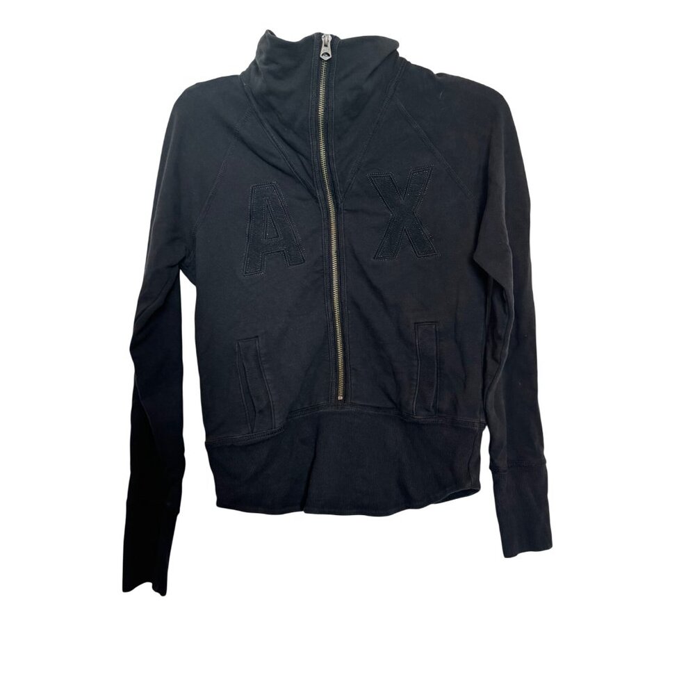 Armani Exchange Womens Zip-Up Jacket Medium Black Cotton Blend